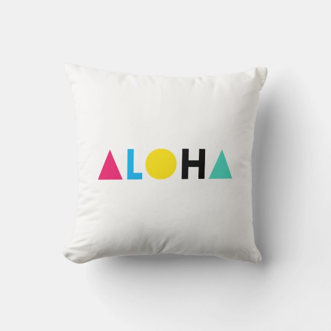 Original text ALOHA colour letters Classic Round S Throw Pillow (Front)