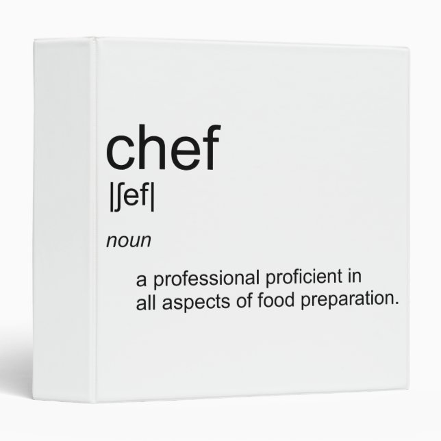 Original text design CHEF definition dictionary 3 Ring Binder (Front/Spine)