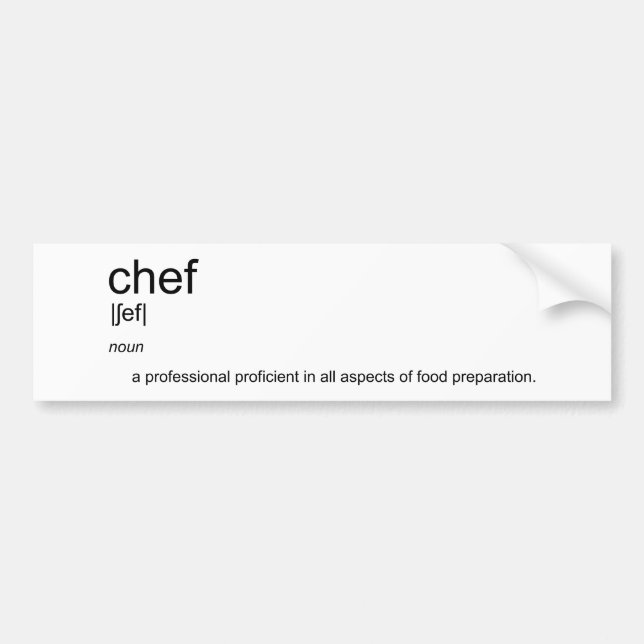 Original text design CHEF definition dictionary Bumper Sticker (Front)