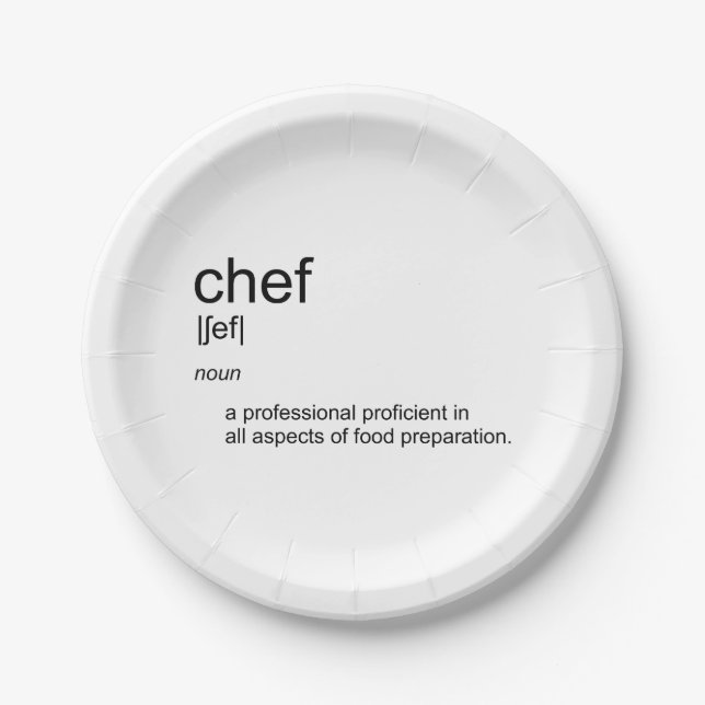 Original text design CHEF definition dictionary Paper Plates (Front)