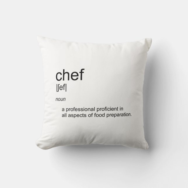 Original text design CHEF definition dictionary Throw Pillow (Front)