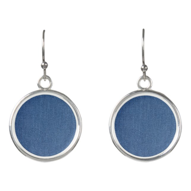 Original textile fabric blue fashion jean denim earrings (Front)
