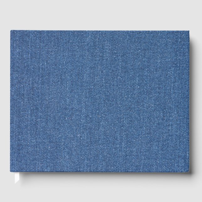 Original textile fabric blue fashion jean denim guest book (Front)