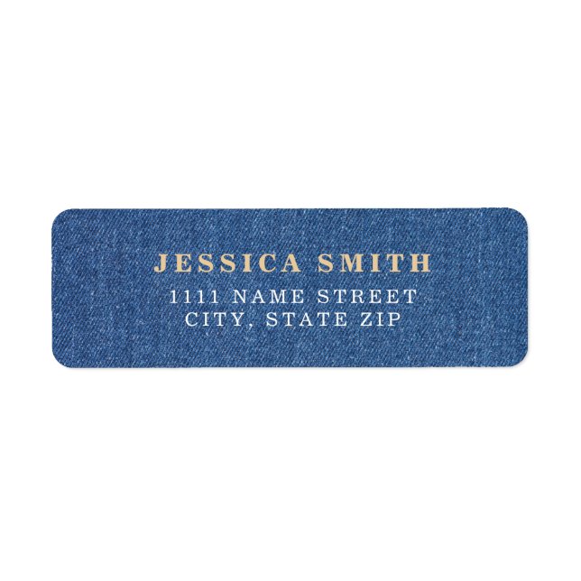 Original textile fabric blue fashion jean denim label (Front)