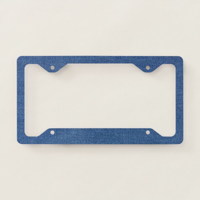 Original textile fabric blue fashion jean denim license plate frame (Front)