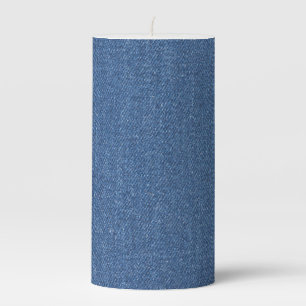 Original textile fabric blue fashion jean denim pillar candle