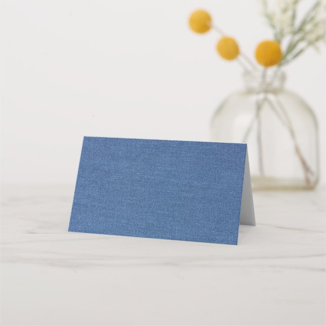 Original textile fabric blue fashion jean denim place card (Front)