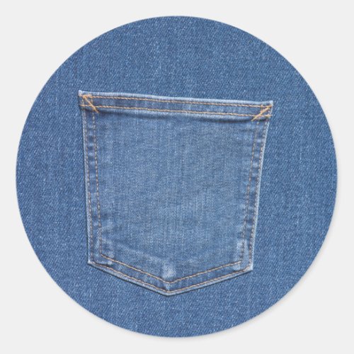 Original textile fabric blue fashion jeans pocket classic round sticker