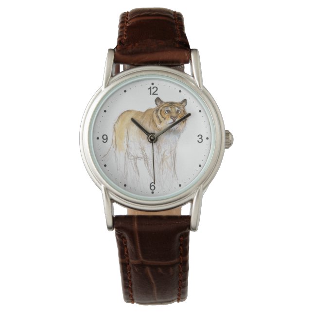 Original Tiger Drawing Chinese Zodiac Birthday W Watch (Front)