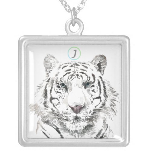 Original Tiger Watercolor Chinese Zodiac Birthday Silver Plated Necklace