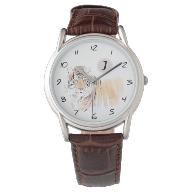Original Tiger Watercolor Chinese Zodiac Birthday  Watch (Front)