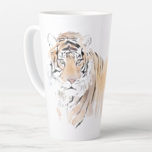 Original Tiger Watercolor Chinese Zodiac Initial L Latte Mug