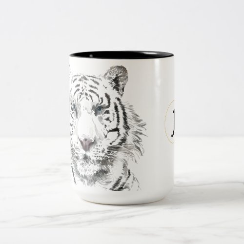 Original Tiger Watercolor Chinese Zodiac Monogram Two_Tone Coffee Mug