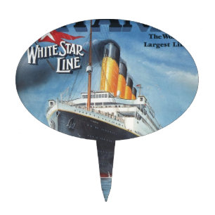 Original titanic vintage poster 1912 cake topper