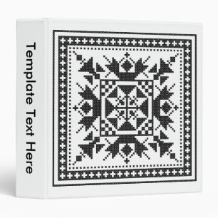 Original traditional ethnic Black cross-stitch 3 Ring Binder