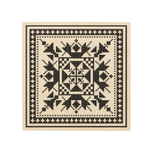 Original traditional ethnic Black cross-stitch Wood Wall Art