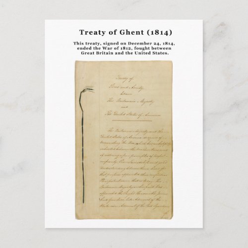 ORIGINAL Treaty of Ghent 8 Stat 218 1814 Postcard