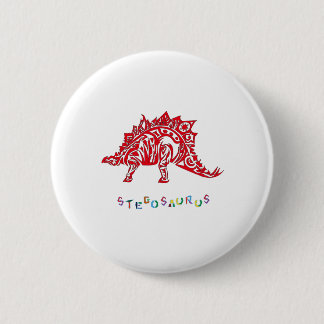 Original Tribal Style Design Stegosaurus with Neme Button
