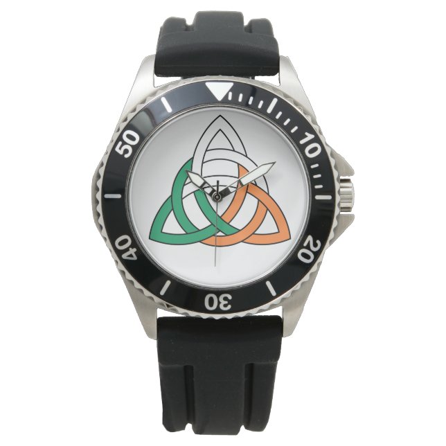Original Triquetra circle celtic knot Ireland Flag Watch (Front)