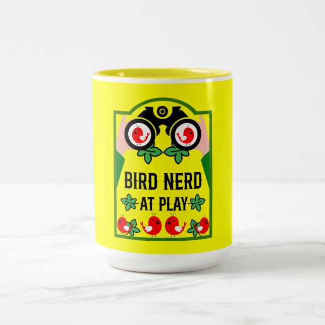 Original Unique Birdwatcher Two-Tone Coffee Mug (Center)