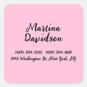 Original Unique Pink Creative Calligraphy Square Sticker