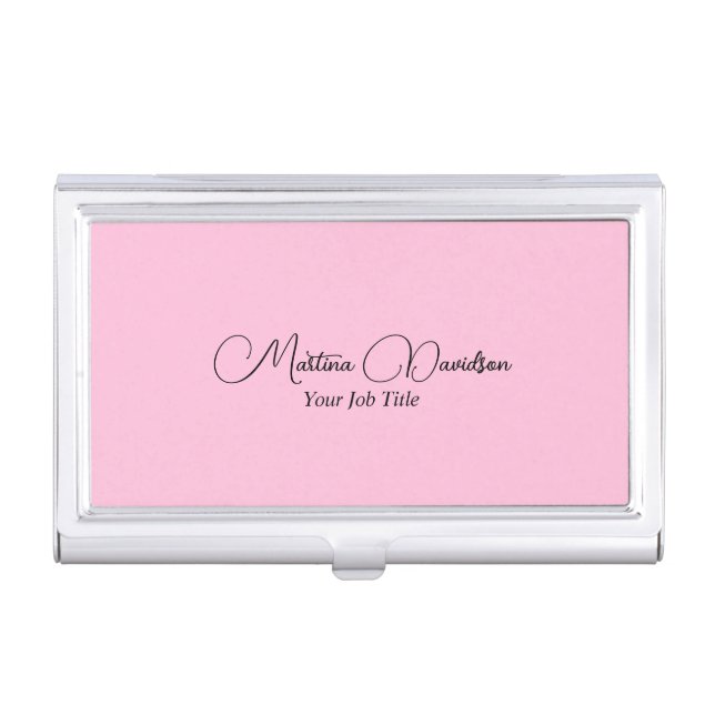 Original Unique Pink Creative Handwriting Business Card Case (Front)