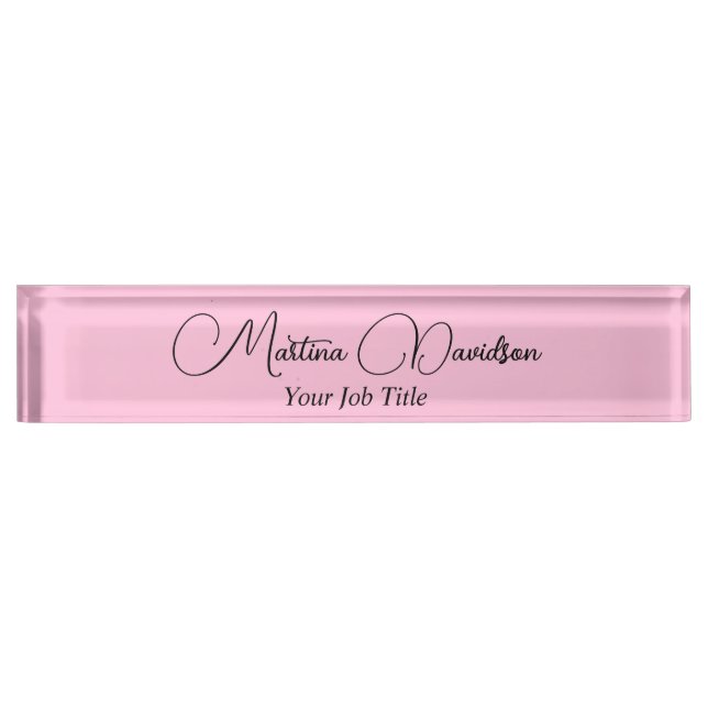 Original Unique Pink Creative Handwriting Desk Name Plate (Front)