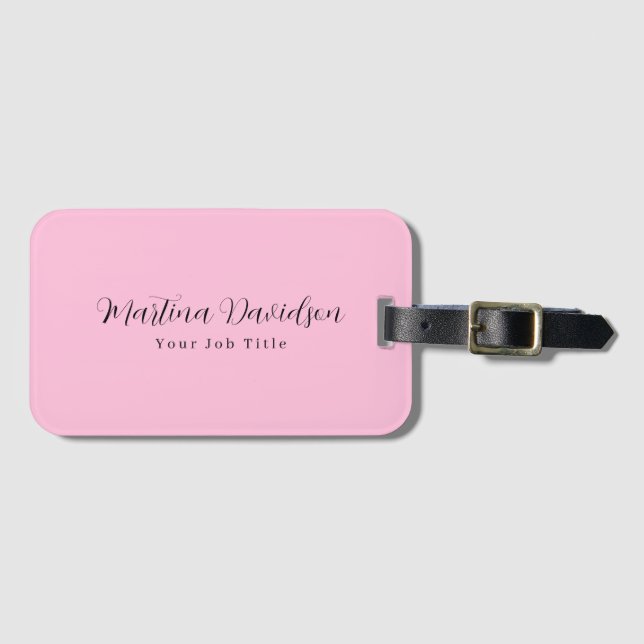 Original Unique Pink Creative Handwriting Luggage Tag (Front Horizontal)
