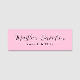 Original Unique Pink Creative Handwriting Name Tag