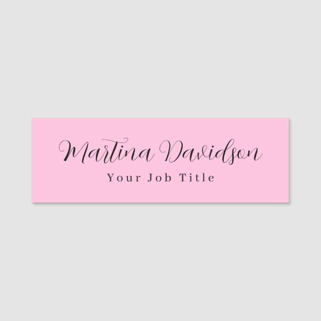 Original Unique Pink Creative Handwriting Name Tag (Front)