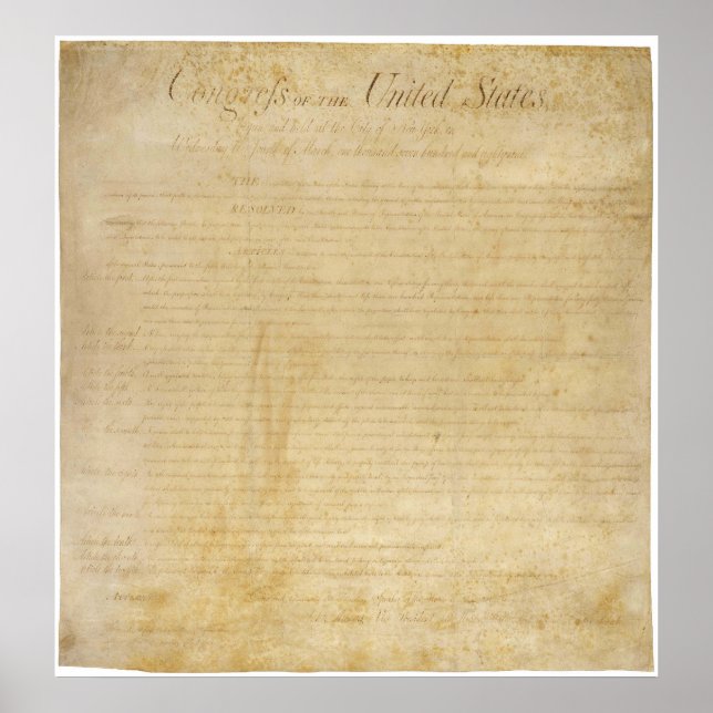ORIGINAL United States Constitution Bill of Rights Poster (Front)