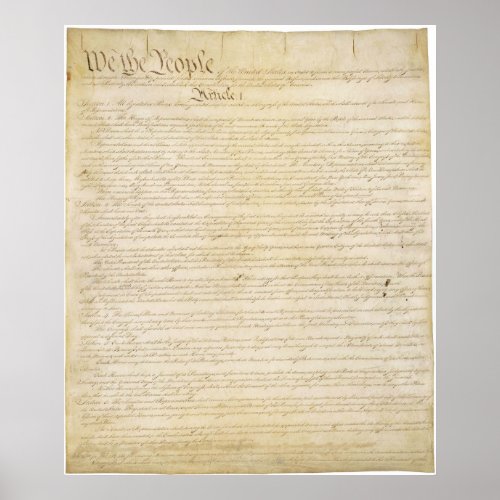 Original United States Constitution Page 1 Poster