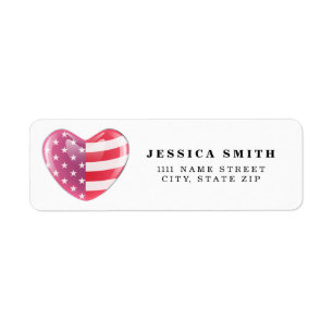 Original USA symbol American flag on a heart shape Label