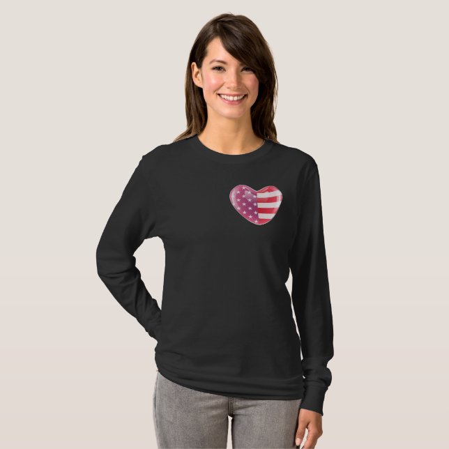 Original USA symbol American flag on a heart shape T-Shirt (Front Full)