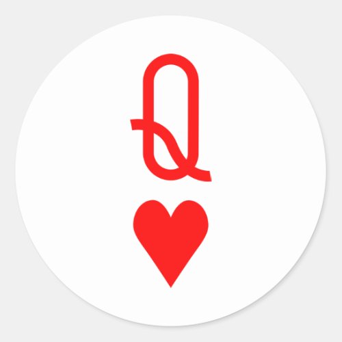 Original  Valentines Day Queen of hearts symbol Classic Round Sticker
