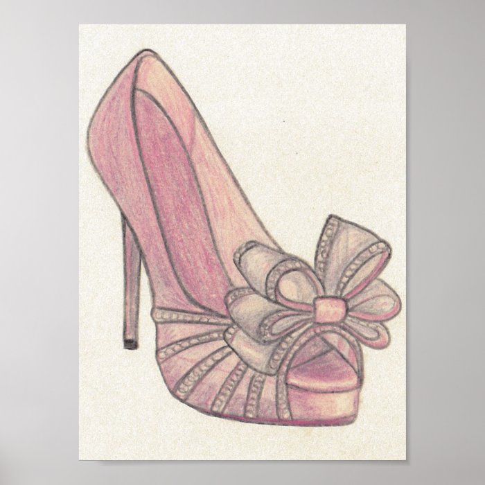 Original Valentino Shoe Fashion Illustration Print