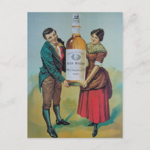 Original vintage Irish whisky poster, hand in hand Postcard