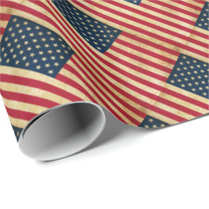 Original Vintage Patriotic American Flag Wrapping Paper