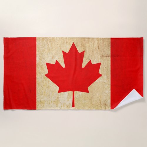 Original Vintage Patriotic National Flag of CANADA Beach Towel