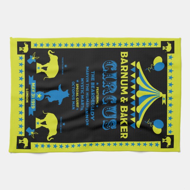Original Vintages Inspired Circus Art Kitchen Towel (Horizontal)
