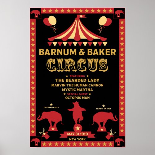 Original Vintages Inspired Circus  Poster