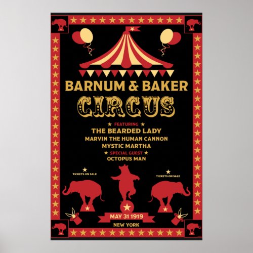 Original Vintages Inspired Circus  Poster
