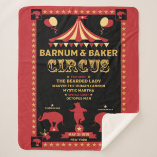 Original Vintages Inspired Circus  T-Shirt Sherpa Blanket