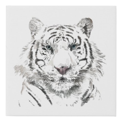 Original W Tiger Watercolors Chinese Year Birthday Faux Canvas Print