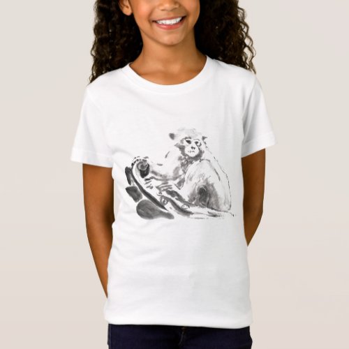 Original Wash Painting Monkey Year Zodiac Girl Tee