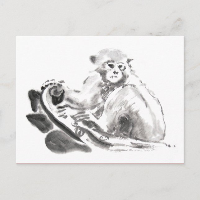 Original Wash Painting Monkey Year Zodiac Postcard (Front)