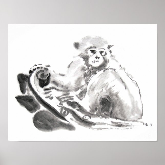 Original Wash Painting Monkey Year Zodiac Poster (Front)