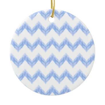 original watercolor blue chevron zigzag ceramic ornament