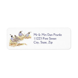 Original Watercolor California Quail Bird Label
