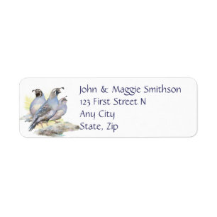 Original Watercolor California Quail Bird Label